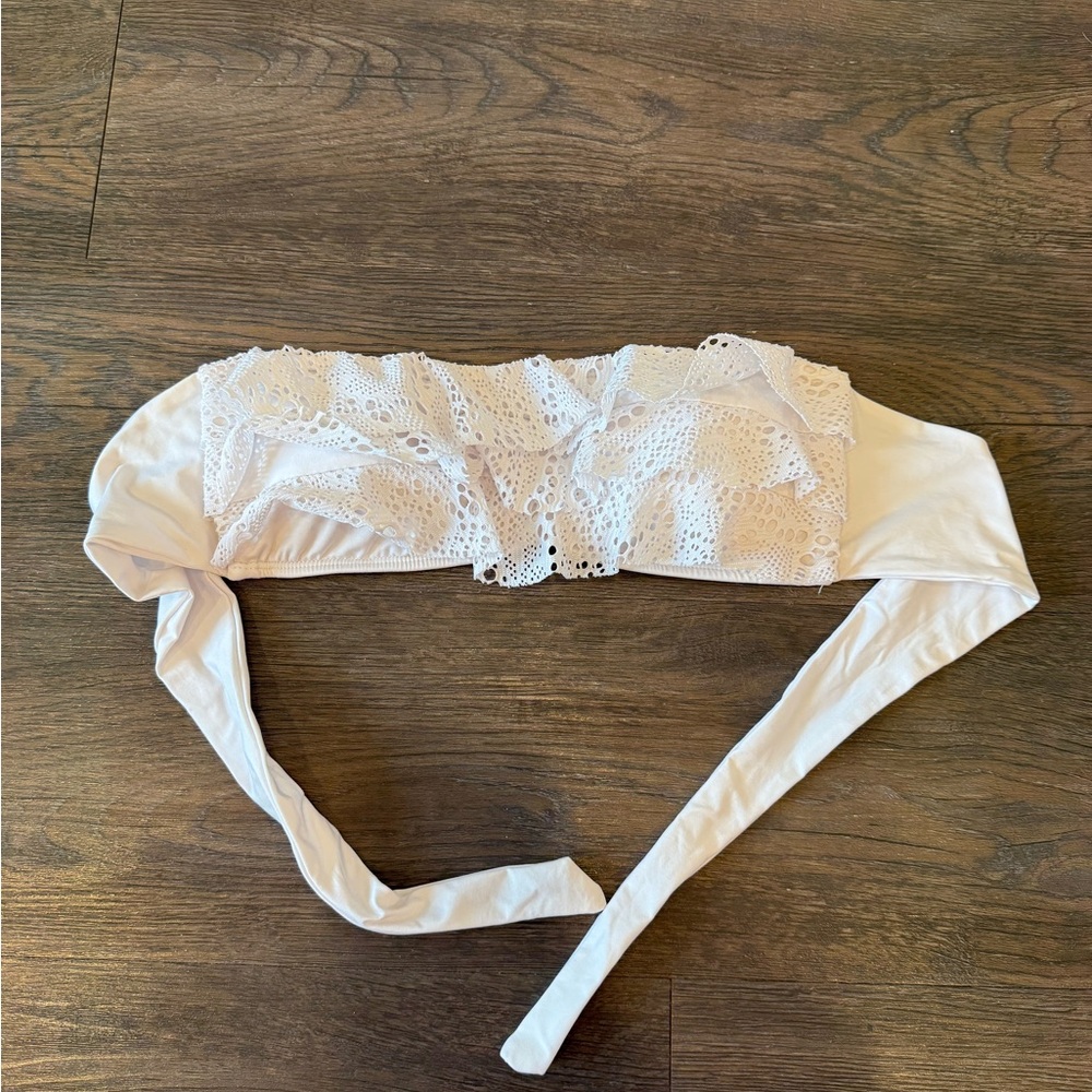 Mossimo White Flounce Bandeau Bikini Top Size Medium